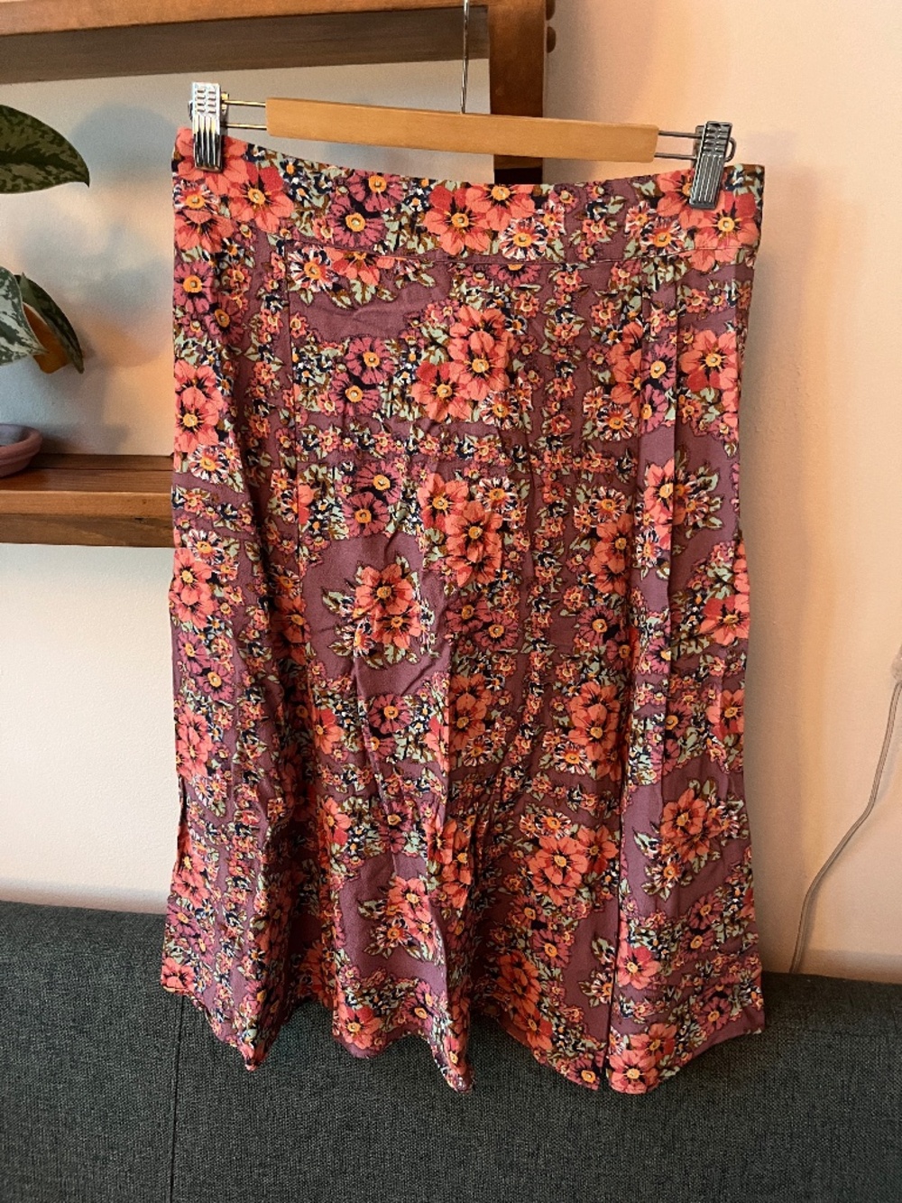 Sezane Tabata circle skirt mauve purple flowers print size 6